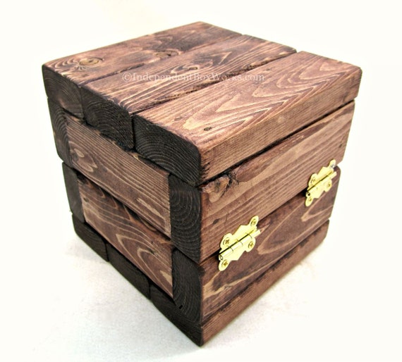 Miniature Wooden Storage Cube with Lid Unique Wood Jewelry