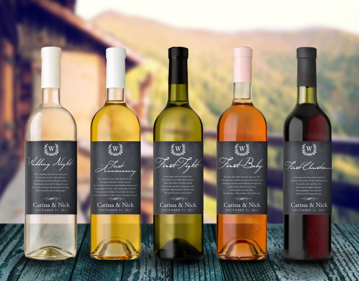 Wedding Milestones Wine Label Custom Wine Label