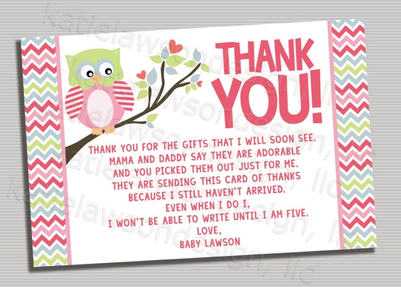 Owl Thank You Poem Card PRINTABLE DIGITAL FILE