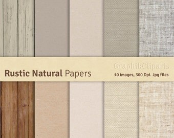 Rustic Natural Digital Papers. Wood texture, Burlap texture, Kraft texture, Linen texture. 10 images, 300 Dpi. Jpg files. Instant Download.