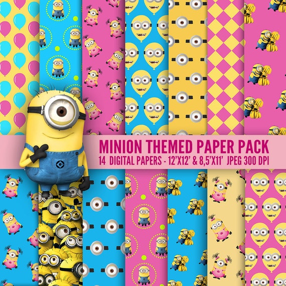 Minions digital paper pack Minion printable papers by EniPixels