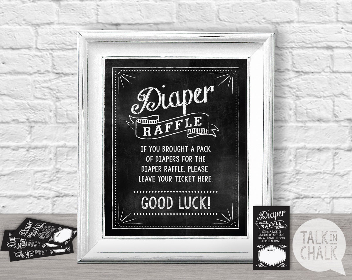 Baby Shower Diaper Raffle Sign PRINTABLE Diaper Raffle