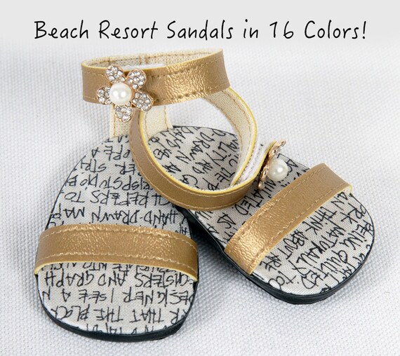 Custom Beach Sandals Front Strap Back T-Strap by ModernDollWorld