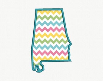 State of Alabama Applique Machine Embroidery Design - 5 Sizes