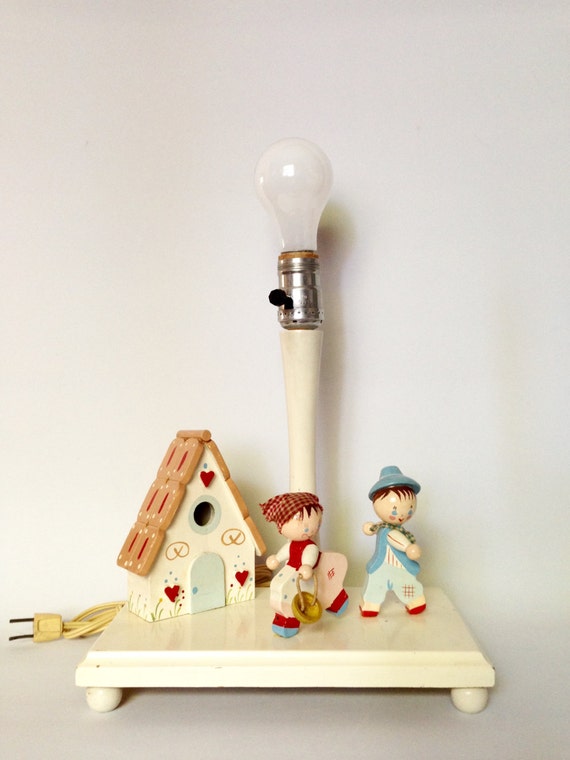 Vintage Nursery Lamp / Child's Lamp & Night Light / Wooden