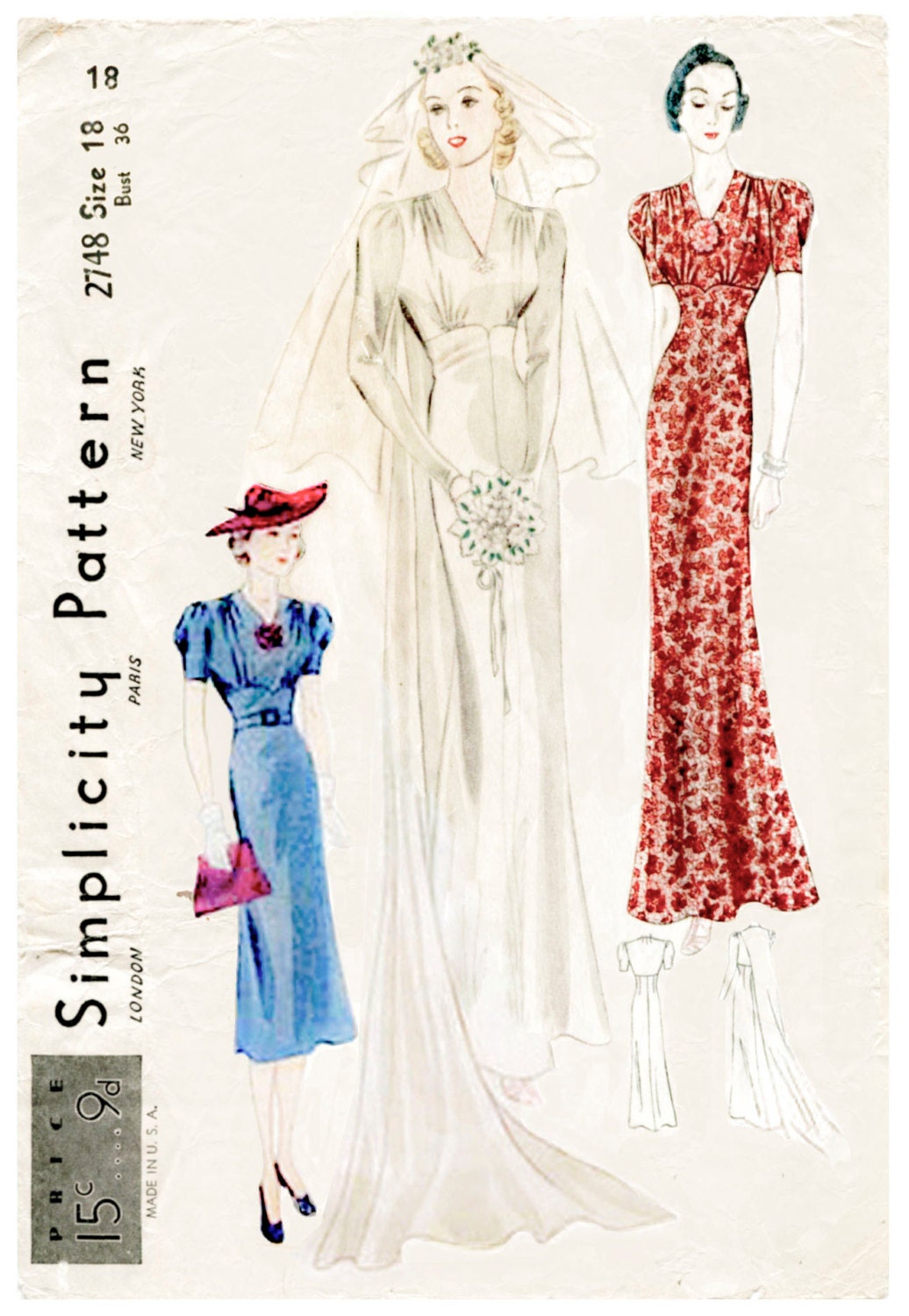 30s 1930s  vintage  gown  sewing pattern  wedding  bridal  evening