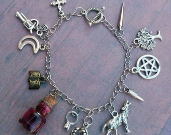 Vampire Diaries Bracelet - Fandom Bracelet - cosplay - stefan - damon - silver charms - bracelets - originals - jewelry - jewellery