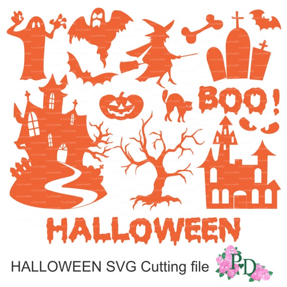 Download Halloween Cutting File silhouette Overlays eps svg dxf ai