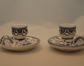 Vintage Signed Two Candle Holders Hand Made Portugal