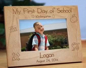 First Day of School Engraved Wood Frame