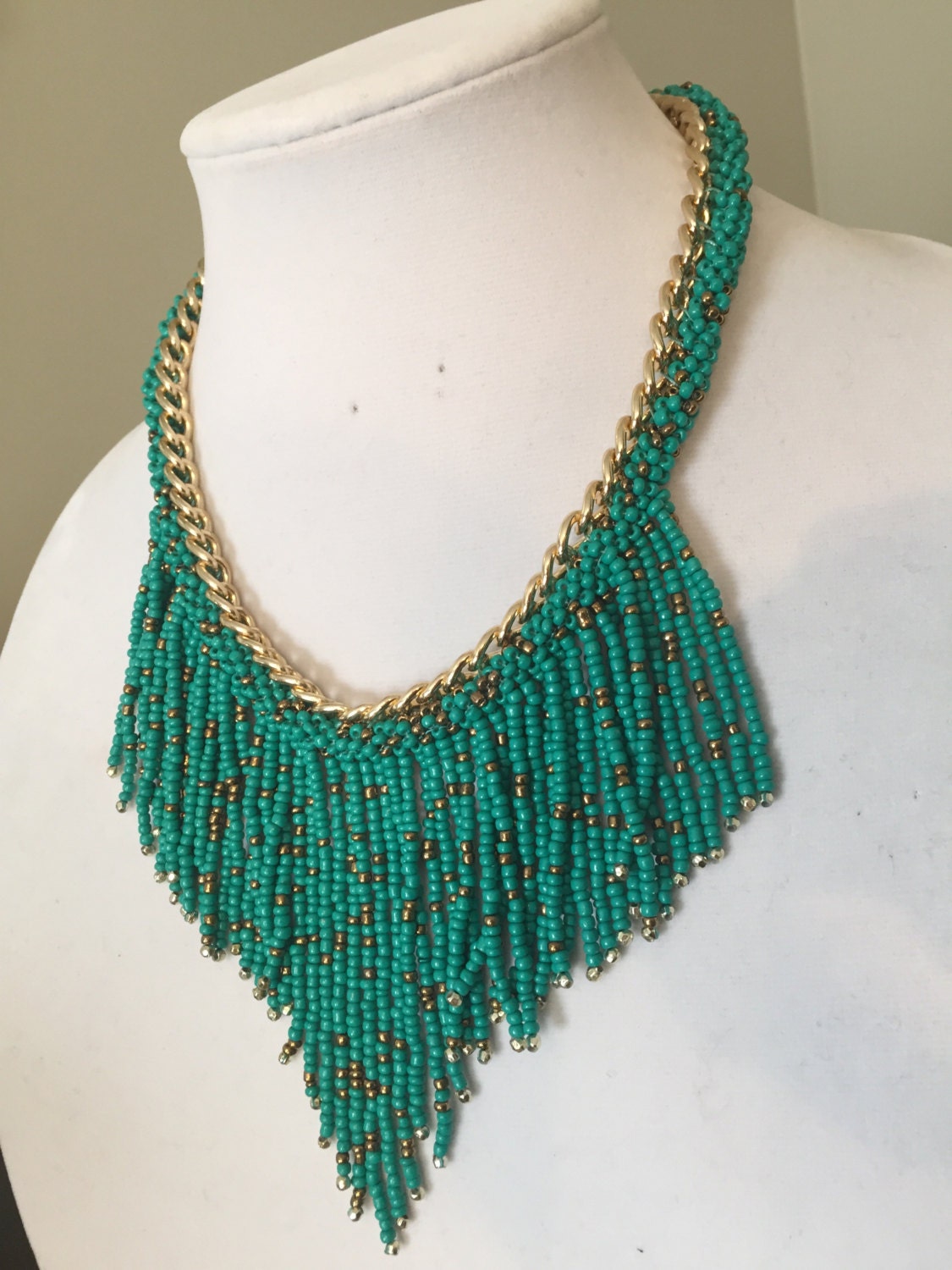 Bohemian Style Necklace Seed Bead Necklace Elegant Bib