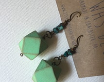 Mint Geo Shapes Belle Fringe Earrings