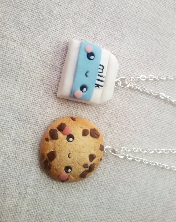 Bff Cookie And Milk Necklace Friendship Necklace Cookie 3591