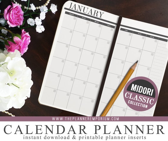 Midori Calendar Inserts - CLASSIC Collection - Midori Traveler's ...
