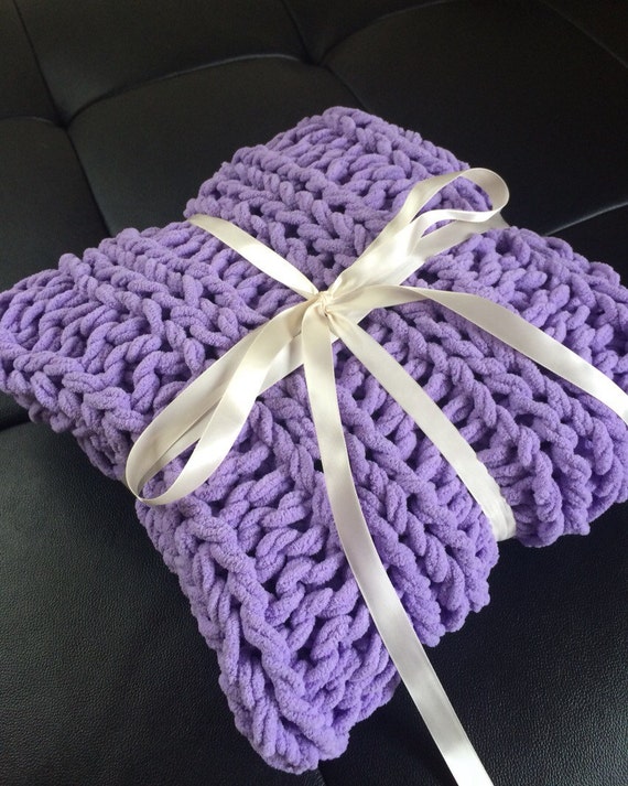 Purple Baby Blanket Lavender Knit Baby Blanket Girls Baby