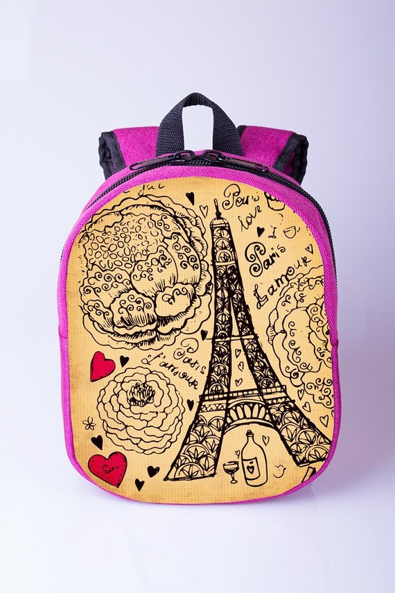 Paris backpack for toddler Eiffel Tower backpack Kids canvas