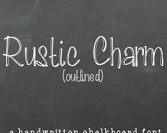 Chalkboard Font- Digital Handwritten Font For Commercial Use- "Rustic Charm Outlined" True Type Font (ttf) instant download