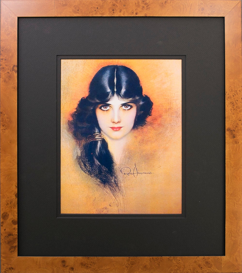 Framed Rolf Armstrong pin-up Reprint Honey Pecan Veneer