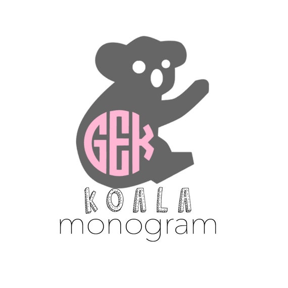 Koala Animal Monogram Vinyl Decal Pick Colors by BrieCreate