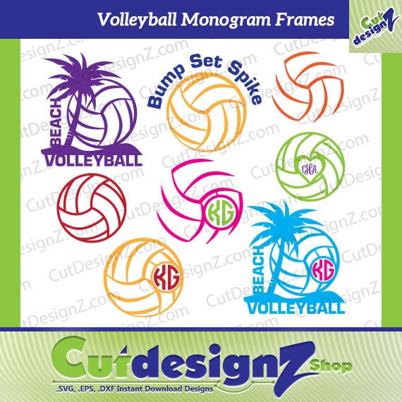 Download Volleyball Monogram Frames SVG DXf EPS Cut files