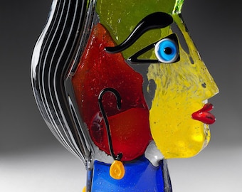 Glass Sculpture Picasso Style Art Glass Sculpture by ArtWeShop