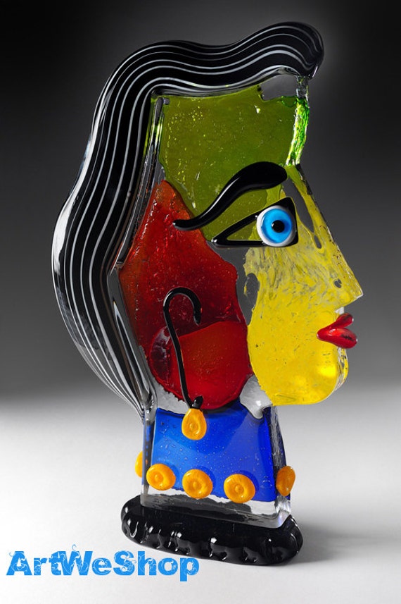 Murano Picasso Head Glass Sculpture Murano Glass by ArtWeShop