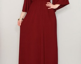 Burgundy dress Caftan dress Kimono dress Women Maxi dress