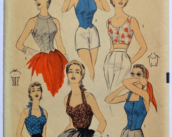 Vintage Advance 6689 Sewing Pattern Women's Halter Top 1950's