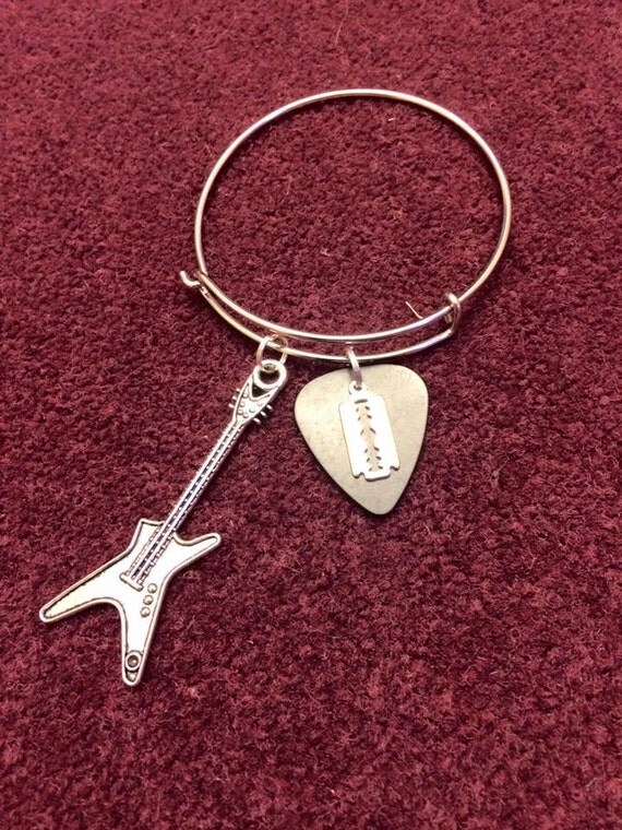 Heavy Metal Bracelet with guitar charm and by BrokenArrowBazaar