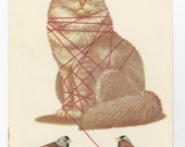 Fettered feline. Original collage by Vivienne Strauss.