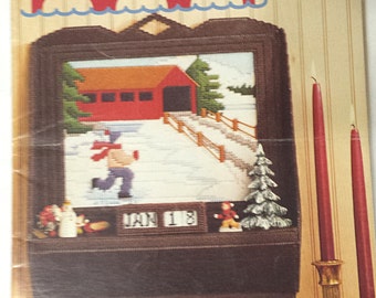 Plastic Canvas pattern, Covered Bridges, Perpetual Calendar