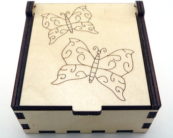 Butterfly Jewelry Box, Wood Trinket Box, Small Jewelry Case, Laser Cut Box, Jewelry Storage Box, Butterfly Wood Box, Jewelry Organizer