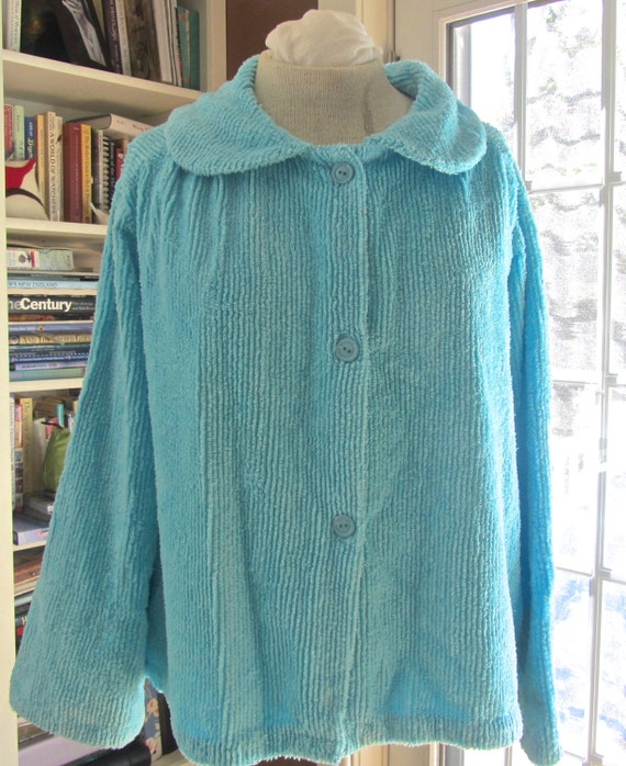 Vintage Womens Bed Jacket Robe Size Large Cotton Terry Cloth