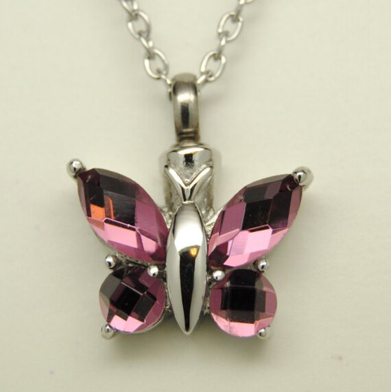 Butterfly CREMATION JEWELRY Urn Necklace by QueenCityEclectics