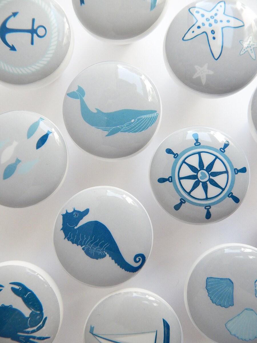 Nautical Knobs Blue and Gray Nautical Themed Drawer Knobs 1