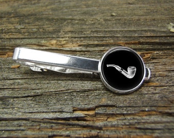 Pipe Smoking Merscham Vintage Tie Clip -Silver -Weddings-Gift Box--Handmade-USA-Wedding-Keepsake-Gift-Dad Gift-Men-History-Science-Men Gift