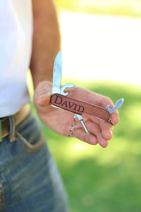 Personalized Pocket Knife Engraved Walnut Wood Wedding, Groomsman, Best Man, Bachelor Party, Christmas Gift (NVMHDA1327) by braggingbags