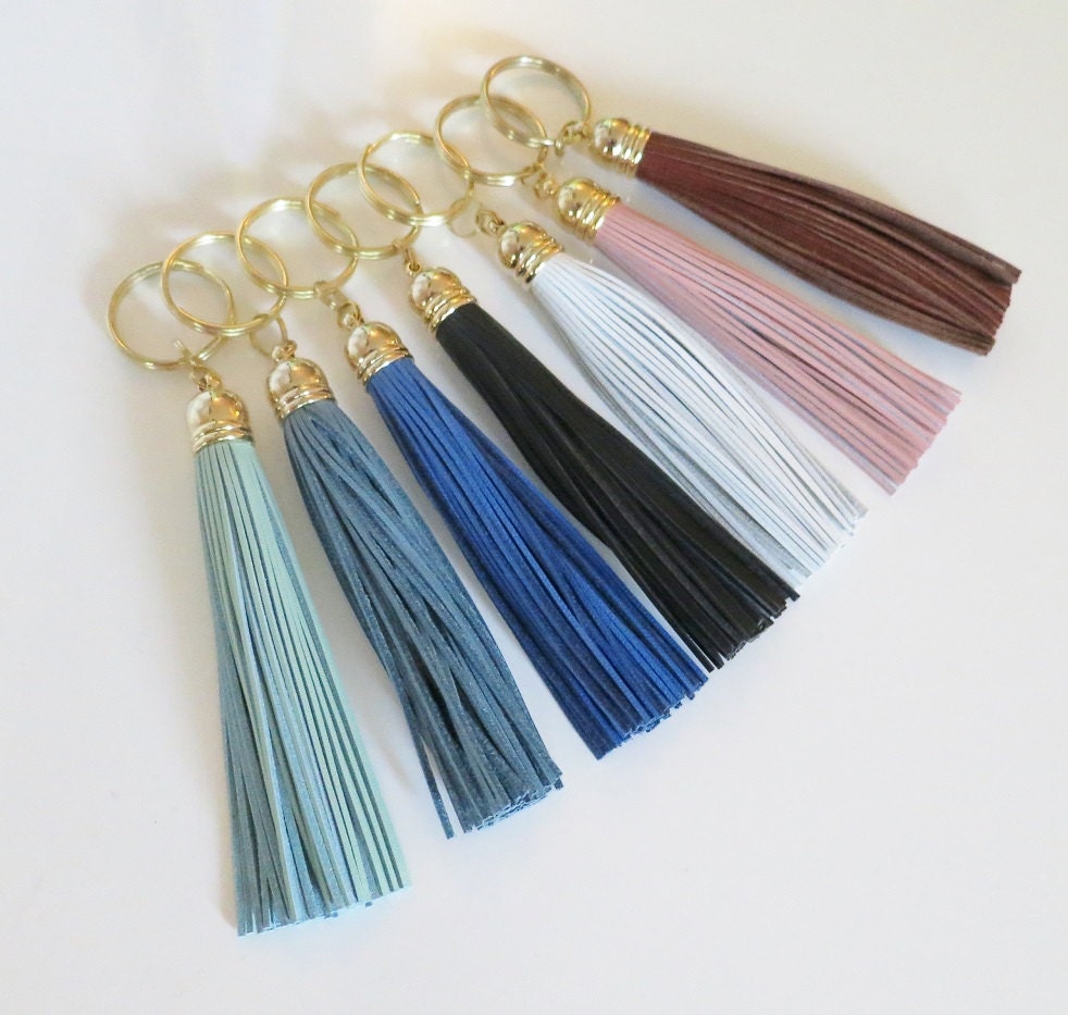 Leather Keychain Tassel keychain Fringe Key Ring Mint Alice