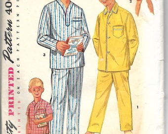 SIMPLICITY 1434 Size 14 Boy's Pajamas Pants Shorts Shirt Vintage 1950's Pattern