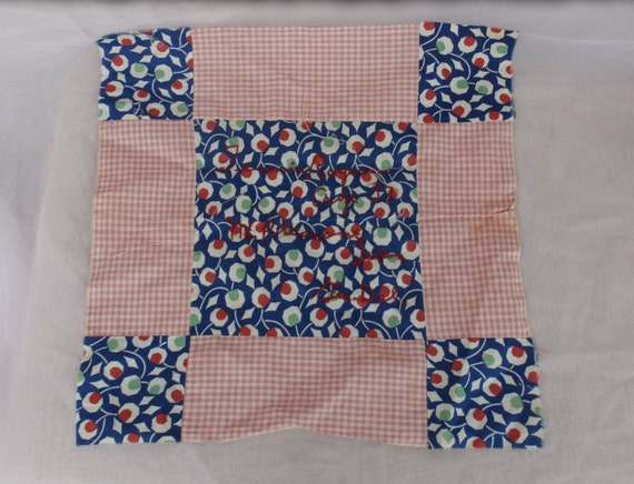 Tennie Rogers Vintage Memory Quilt Block Red White and Blue
