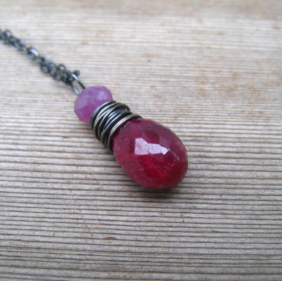 Natural Ruby Gemstone Necklace Pink Sapphire by MoonlightDesigns2