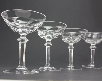 Vintage Cut Crystal Sherbets Champagne Dimpled Honeycomb - Set of 4 Wedding Bridal Shower Gift Cottage Chic French Country Decor