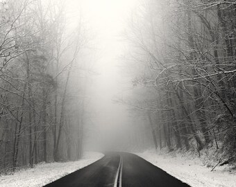 winter photography, snow, winter landscape, roads, snow photography, fog, foggy, Foothills Parkway, Winter 2015