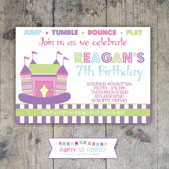 BOUNCE HOUSE. Birthday Invitation. Party Printable. Il_570xn