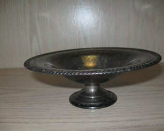 Silver Plate Pedestal Candy Dish Compote Rim Rope Design