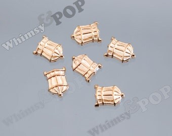 Gold Tone Bird Cage Floating Memory Charms, Cage Floating Charm, Memory Charm, 6mm x 9mm (4-6F)