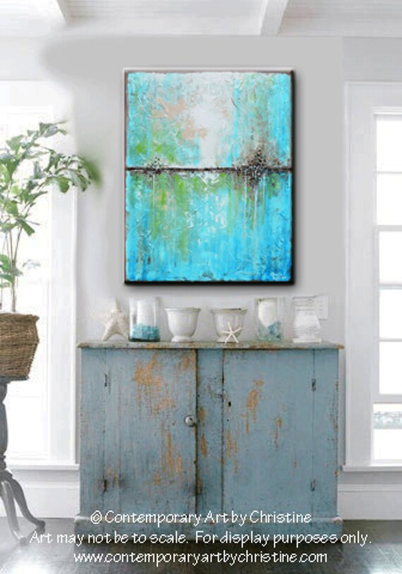 ART PRINTS Large Art Blue Abstract Painting Canvas Giclee