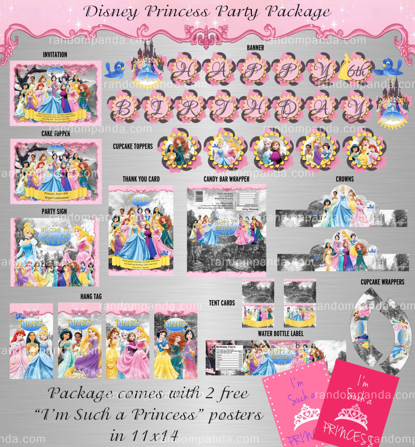 DIY Printable Disney Princess Party Package Disney Princesses