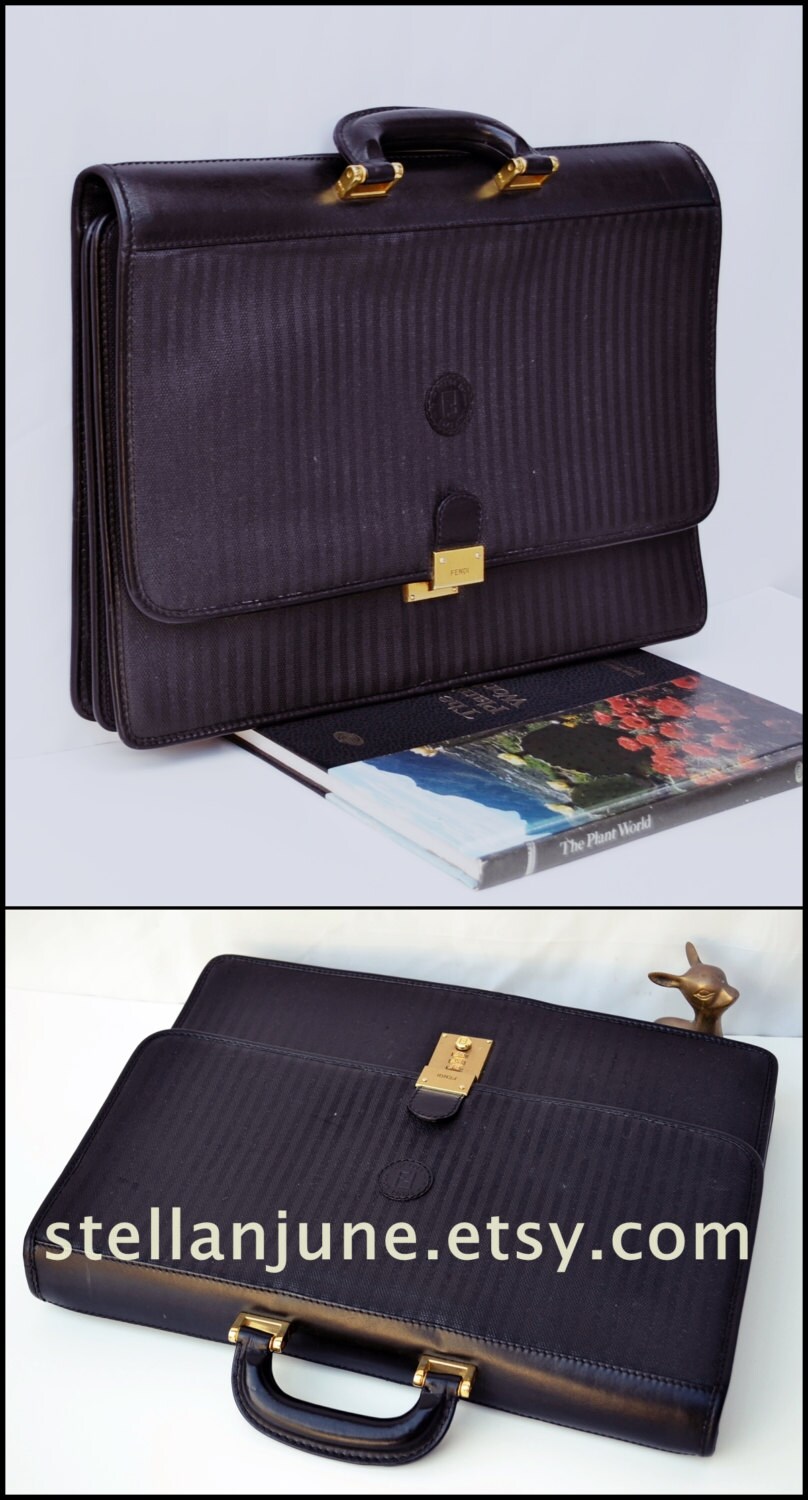 Authentic Vintage Classic Stripe Fendi Bag briefcase