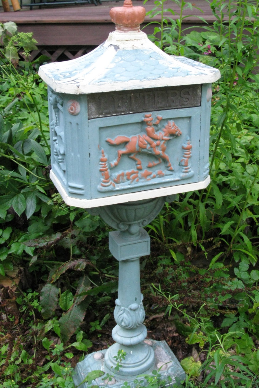 Lovely Antique Painted Victorian Mailbox by StrayDogAntiquesEtc